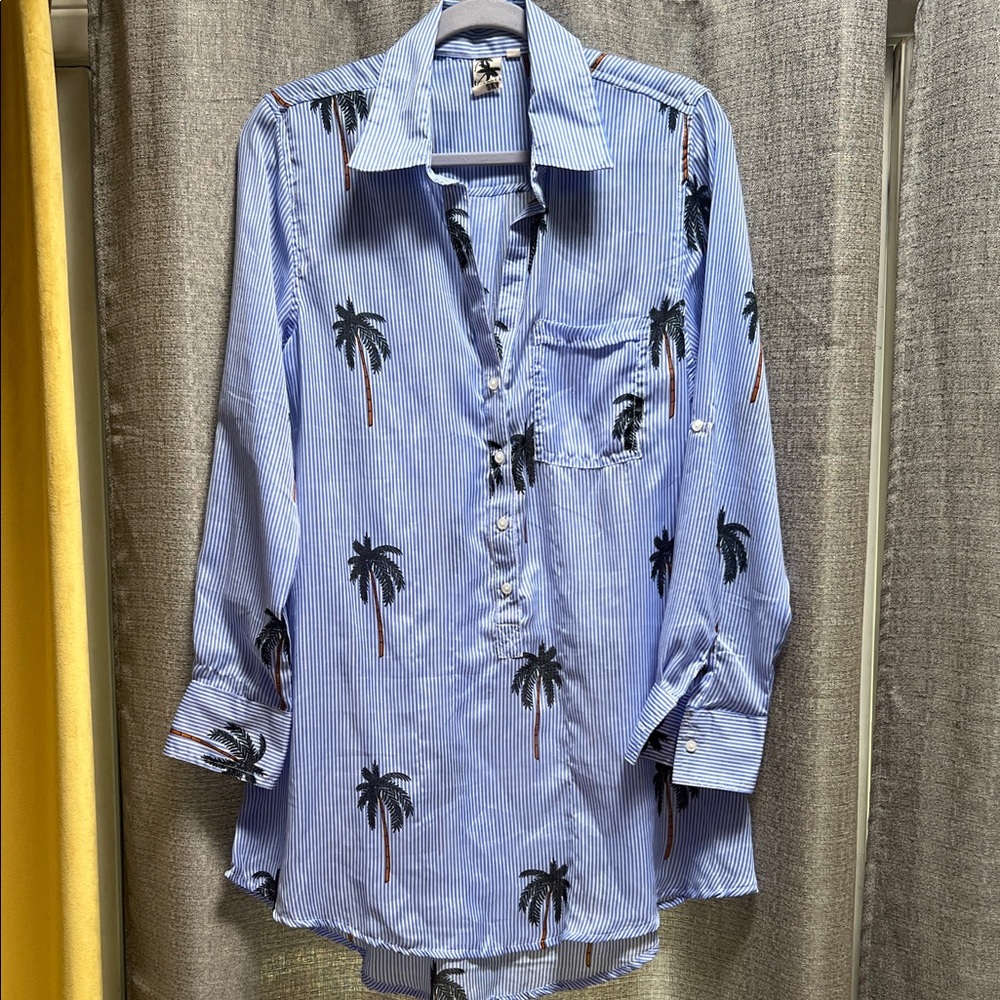 Violet Sky Palm Tree Print Cover Up Dress